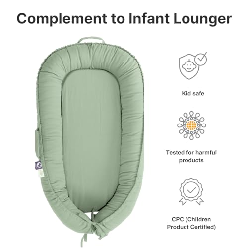 Image of Infant Lounger Cover, 100% Organic Cotton, Newborn Essentials, Baby Gifts | Cover Only (Spring Green)