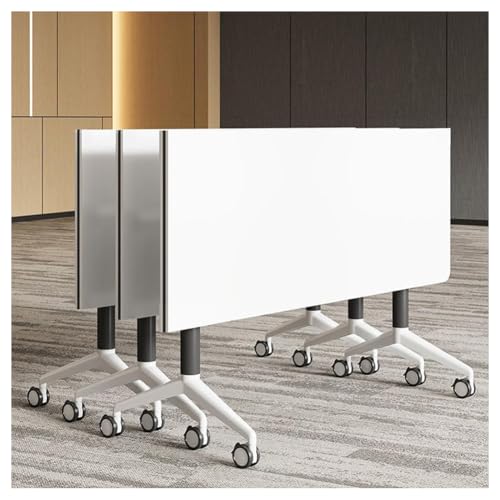 Mesa de conferencias plegable con ruedas, gran escritorio rectangular para oficina, juego de 3 piezas de 140 x 60 x 75 cm, ideal para salas de entrenamiento, centros multimedia y salas de reuniones