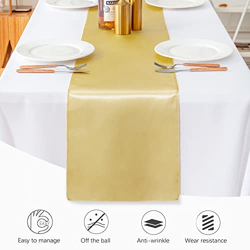 JEVIX 10 Pack Satin Table Runner 12 X 108 Inch Silk Table Runner for Party,Wedding, Birthday, Banquets,Decoration(Light Gold) by Jevix - Used condition - Image 3