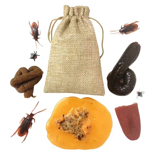 Qiwieod Kit De Bromas - 10 Piezas Cucarachas Realistas - Juguetes para Bromas Falsos para Niños De Día De Los Inocentes Y Halloween