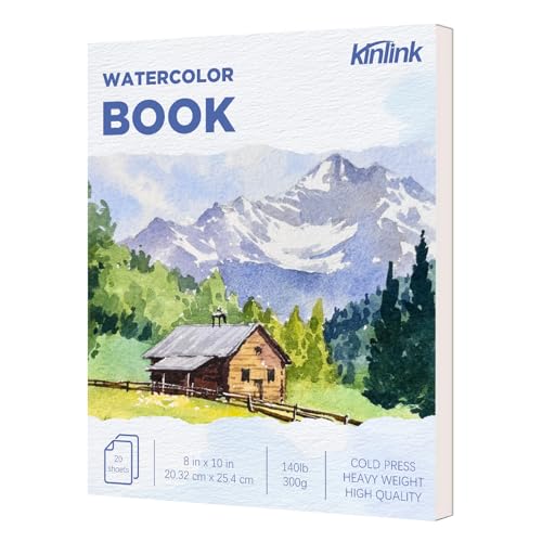 Watercolor Paper Pad 8x10 140lb/300g Water Color Paper 20 Sheets Cold Press Drawing Painting Paper Sketchbook Notebook Art Supplies for Watercolors Acrylic Marker Sketch Book for Kids Adults
