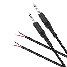 6.35mm 1/4" to Speaker Wire Adapter, 2-Pack 1ft 6.3mm TS Mono Male Plug to Bare Wire Pigtail Connector Repair 6.35mm Jack Audio Cable for Microphone Speaker Electric Guitar Bass Keyboard Amplifier