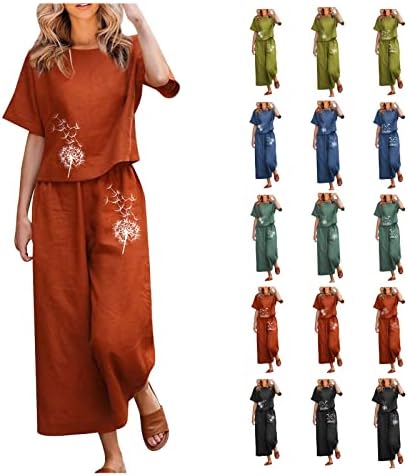 BTLYUIOAPE Two Piece Outfits for Women 2 Piece Outfits for Women Vacation Outfits for Women Pajama Sets for Women Soft Summer Outfits for Women Birthday Outfits for Women #01-Orange Medium