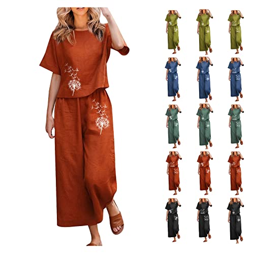 Btlyuioape Two Piece Outfits For Women 2 Piece Outfits For Women Vacation Outfits For Women Pajama Sets For Women Soft Summer Outfits For Women Birthday Outfits For Women #01-Orange Medium #TOP23