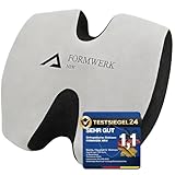 FORMWERK NRW Orthopädisches Sitzkissen mit Doppel-Aussparung – 47D Premium Memory Schaum – Ergonomische Entlastung für Steißbein, Hüfte & Wirbelsäule – OEKO-TEX-100 - Testsieger 2025 (Grau)