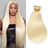 LAPONDAI 613 Bundles Human Hair 12A Grade Straight Blonde Bundles Human Hair 100% Unprocessed Brazilian Virgin Raw Hair Quick Weave for women 3 Bundle Deals Hair Extensions 14 16 18 Inch