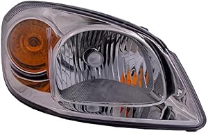 HEADLIGHTSDEPOT Headlight Compatible with Chevrolet Cobalt 2005-2010 Halogen Chrome Housing Includes Right Passenger Side Headlamp