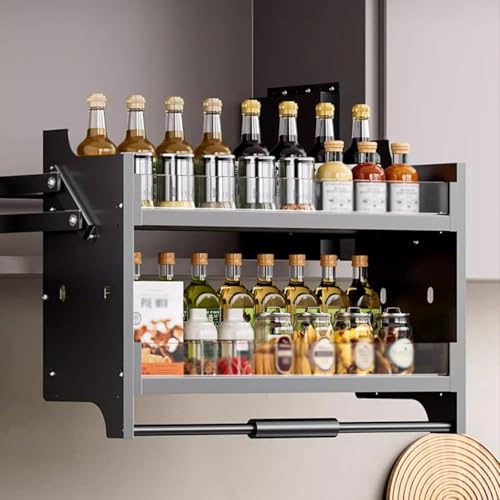 FDQAMLKX Système d'étagères escamotables pour armoires, étagère de Rangement pour armoires de Cuisine, étagère escamotable pour Cuisine, café, Armoire...