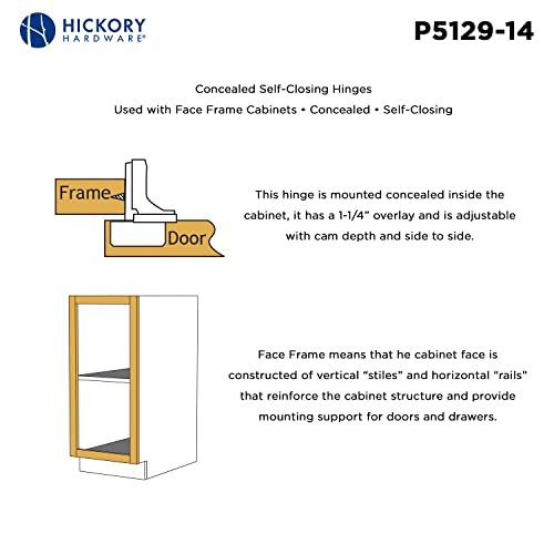 Hickory Hardware P5129-14 Hinge Concealed Face Frame, Polished Nickel #TOP3