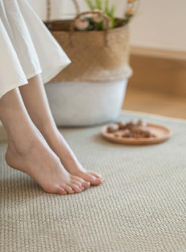 Tapete beige irregular 6x9 pies, lavable y antideslizante miniatura 2