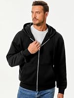 JMIERR Hoodie Herren Fleece Baumwolle Einfarbig Sweatjacke Warm,Schwarz 2XL – Ansicht 3