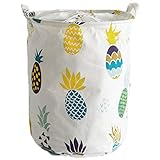 VIONNPPT Panier à linge pliable en lin avec poignées et cordon de serrage pour ranger vêtements, jouets, chambre à coucher, 45 x 35 cm (anas)