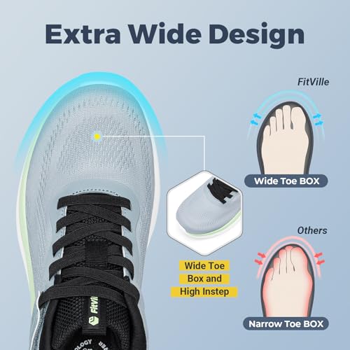 Image of FitVille Wide Walking Shoes for Men Extra Wide Width Sneakers with Arch Support Comfortable Lightweight Running Shoes for Men for Gym-Cloud Wanderer V22