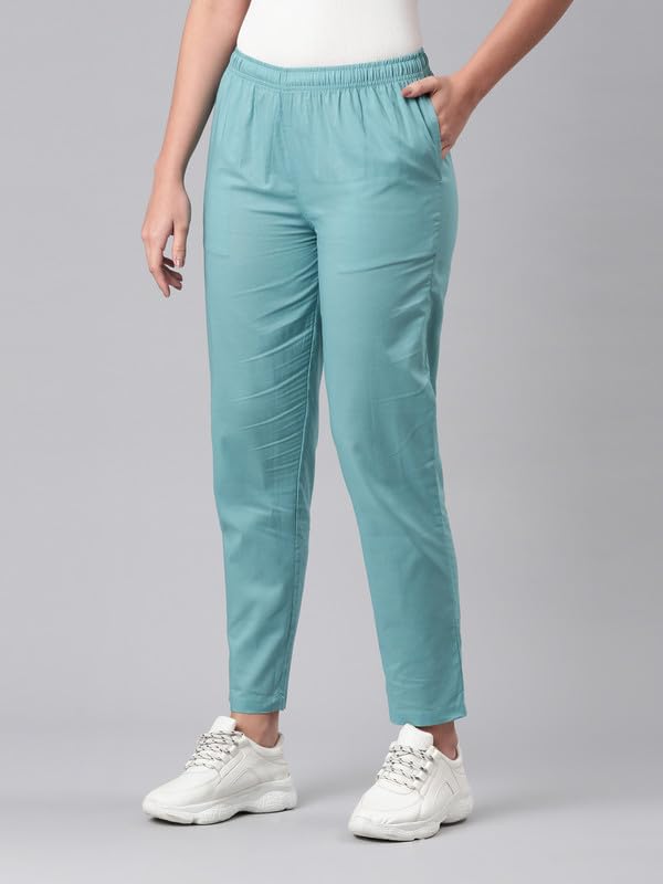 Image of Go Colors Women Cotton Pant Light Mint 2X