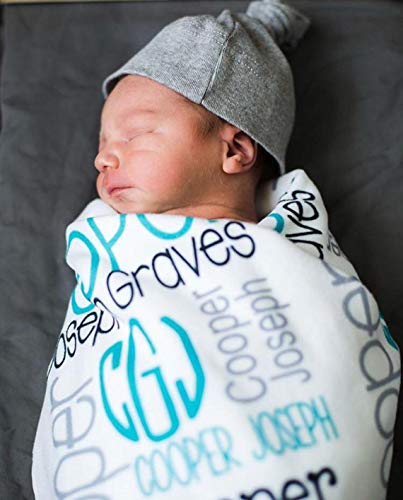 Personalized with Baby's Name for Newborn Baby Room Nursery Christening, Baptism, Repeating Name Customized Fleece Throw. Custom Grandma Blanket with Grandkids Names, And Comfort Blanket for Grandkids