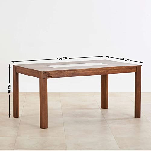 Image of SHRI MINTU'S ART Solid Sheesham Wood Dining Table 6 Seater | Six Seater Dinning Table with 6 Chairs for Home | Chairs with Cushion | Dining Room Sets for Kitchen & Restaurants | Rosewood, Brown