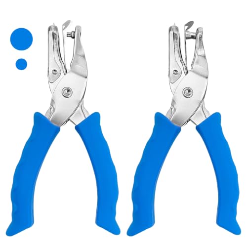 Image of Single Hole Punch 2 Pack, 1 /4 inch and 1 /8 inch Hole Punch with Soft Grip Blue | Silicone Handles, Crafts and Paper, Sturdy One Hole Puncher for Kids and Adults, Home, Office, Classroom