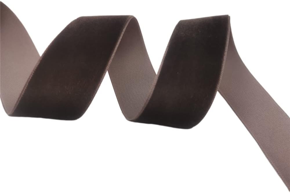 Nylon Velvet Ribbon Single Faced,1 1/2 Inch X 25Yards Spool (Brown)