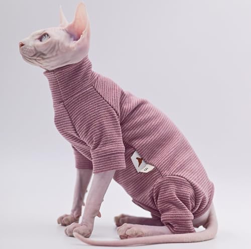 Hairless Cat Clothes Four-Legged Velvet Warm Autumn and Winter Cat Apparel for Sphynx Cat, Devon Rex Cat, Cornish (Small) - Image 5