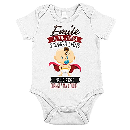 Planetee Body bébé garçon Emile Humour Naissance Cadeau Bébé Anniversaire Noël