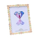YRX Picture Frame 4x6 Inch，Floral Design Metal Photo Frame with HD Glass,Gift Ideas Tabletop Home D