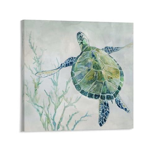 Sea Turtle Poster �C�T�|�X�^�[�������E�̐[�C�����C�T�� (17) �o�X���[�� �x�b�h���[�� ���r���O���� �L�����o�X �E�H�[���A�[�g �v�����g ���ʉ� �ǂ̊G�|�X�^�[16x16inch(40x40cm)