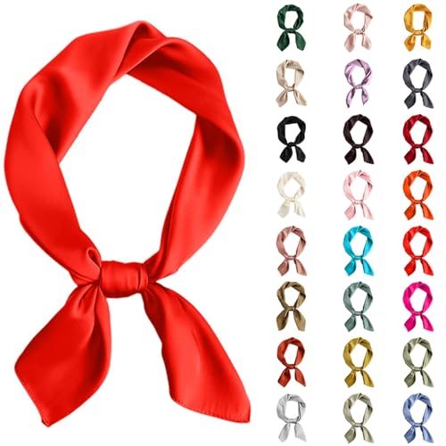 Hair Bandana Stain Silk Scarf for Women Neck Head Scarves Lightweight Headband 27.5 × 27.5 Inches