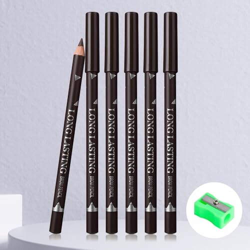 FeiCuiYun 6Pcs Eyebrow Pencils for Women, Wooden Hard-Core Dark Brown Eyebrow and Eyeliner Pencil, Long Lasting Waterproof and Sweat-Proof, Beginner Makeup Brow Pencil,Create a Natural Eye Brow Makeup