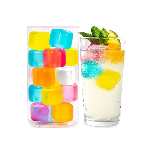 Set mit 20 wiederverwendbaren, bunten Eiswürfeln – BPA-frei und ungiftig – für Getränke, Cocktails, Picknicks, Partys und Geburtstage – umweltfreundliche Alternative zu traditionellem Eis – leicht zu