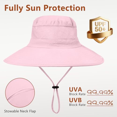 Image of ZOORON Sun Hats for Men Women Fishing Hat with Neck Flap,UPF 50+ Sun Hat Waterproof Wide Brim Bucket Hats for Safari Hiking