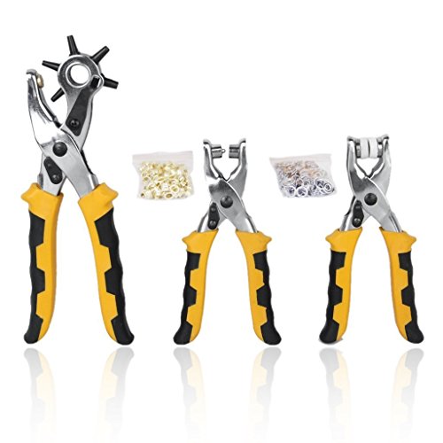 Hole Punch Plier,3pcs Card Leather Belt Hole Punch Eyelet Plier Snap Button Setter Tool Kit