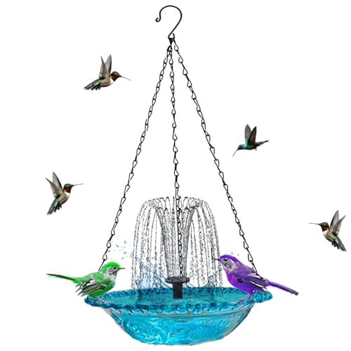 Fonte solar para banho de pássaros, tigela de fonte de banho de pássaro solar de plástico com corren