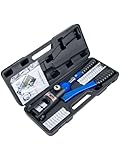 AMZCNC Industrial Hydraulic Cable Lug Crimper (16 TON) 9 AWG to 600 MCM Electrical Terminal Cable Wire Tool Kit with 13 Die Sets