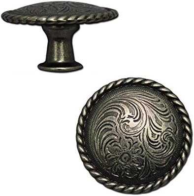 Fancy Western KNOB Old Silver Western Cabinet Hardware Americana Drawer PULLS