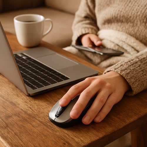 2.4 GHz Kablosuz Mouse – Sessiz Tıklama, Ergonomik Tasarım, Yüksek Hassasiyet, USB Alıcılı, Ofis ve Ev Kullanımına Uygun Dizüstü Bilgisayar Mouse - Siyah - Görsel 6