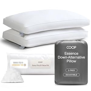 Coop Home Goods Essence Down Alternative Pillow Set of 2, King Size, Best Pillows for Sleeping, Adjustable Alternative to Down Pillows, Luxury Hotel Pillow for Back, Stomach or Side Sleepers