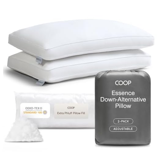 Coop Home Goods Essence Down Alternative Pillow Set of 2, Queen Size, Best Pillows for Sleeping, Adjustable Alternative to Down Pillows, Luxury Hotel Pillow for Back, Stomach or Side Sleepers