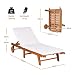 Giantex Sonnenliege Klappbar, Mobile Gartenliege mit Rollen, Liegestuhl mit Verstellbarer Rückenlehne, inkl. Kissen, Relaxliege Strandliege Massivholz bis 160 kg belastbar, Liege Garten (Holz)