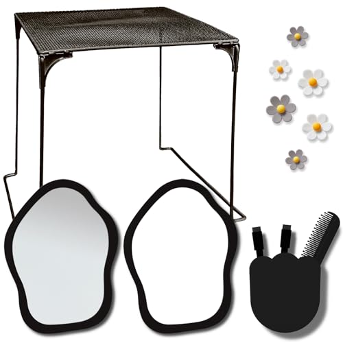 12 pcs Girls Locker Accessories, Locker Decorations Including Mirrors, whiteboards, Magnets and organizing Supplies. Ideal for Back-to-School Essentials and The Office (13 pcs-Black)