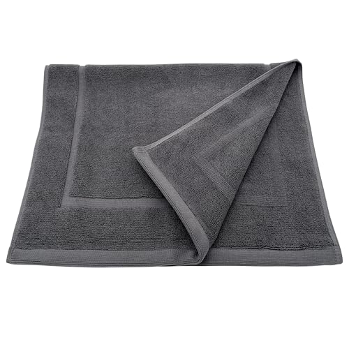 Lincoln & Palm 1-Piece Turkish Cotton Bath Mat - Soft, Plush, and Absorbent - 1000 GSM Thick Luxury Spa and Hotel Style - No Rubber Backing - Silver-Infused SILVERbac (1 Piece Bath Mat, Charcoal)