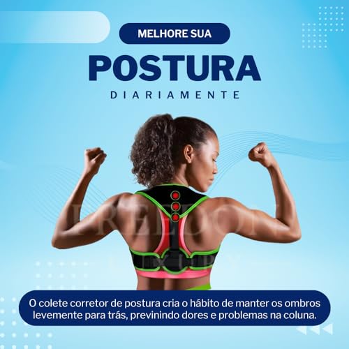 Colete Corretor Postural Pro Magnético Ortopédico com 3 Imas Mais Conforto Alivia Dores nas Costas e