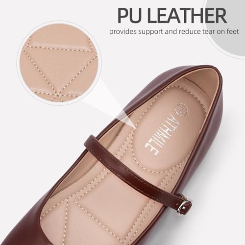 Image of Women's Mary Jane Shoes, Ballet Flats for Women, Square Toe Shoes for Women | Comfortable Dressy Adjustable Buckle Strap for Work Office business Casual, Memory Foam PU Sole Slip Resistant Wedding Party
