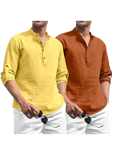 Image of Zombom Men's Kurta || Chinese Collar Long Sleeves || Straight Hip Length Kurtas || Short Kurta for Men || for Festival || Function || Occasion Wear Fancy Kurta for || Best Gifts for Men