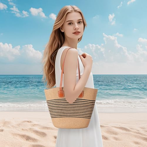 Bolso de playa tejido de verano para mujer miniatura 2