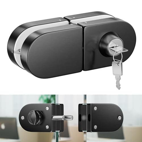 Ranbo Frameless Double-Sided Glass Door Lock,Clamp-On No-Drill,304 Stainless Steel,for 3/8