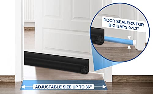 Maxtid Adjustable Door Draft Stopper 36 Inch Black Door Noise Blocker Seal Strip Front Sound Proof Draft Blocker For All Doors #TOP4