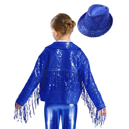 Loyan Children Girls Modern Hip-hop Jazz Street Dance Tops Sequins Cardigan Cropped Jacket Bolero Shrug2