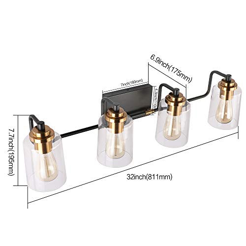 SOLFART Vintage Vanity Lights Bathroom Light Fixtures Over Mirror Wall Sconce Bath Lighting 4 Lights - Thumbnail 6