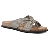 WHITE MOUNTAIN Women's Malanga X-Strap Flat Footbed Sandal, Ltgold/Glitter/Fab, 10 M