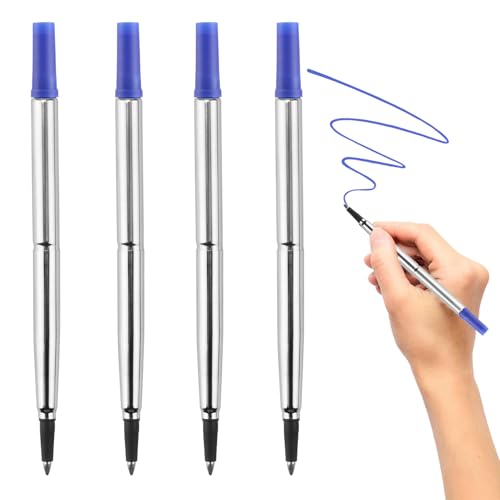4 recambios de bolígrafo azul de 0.7 mm, punta media, compatible con bolígrafos Parker, escritura suave, secado rápido, ideal para oficina, suministros escolares, escritura personal, dibujo, regalos